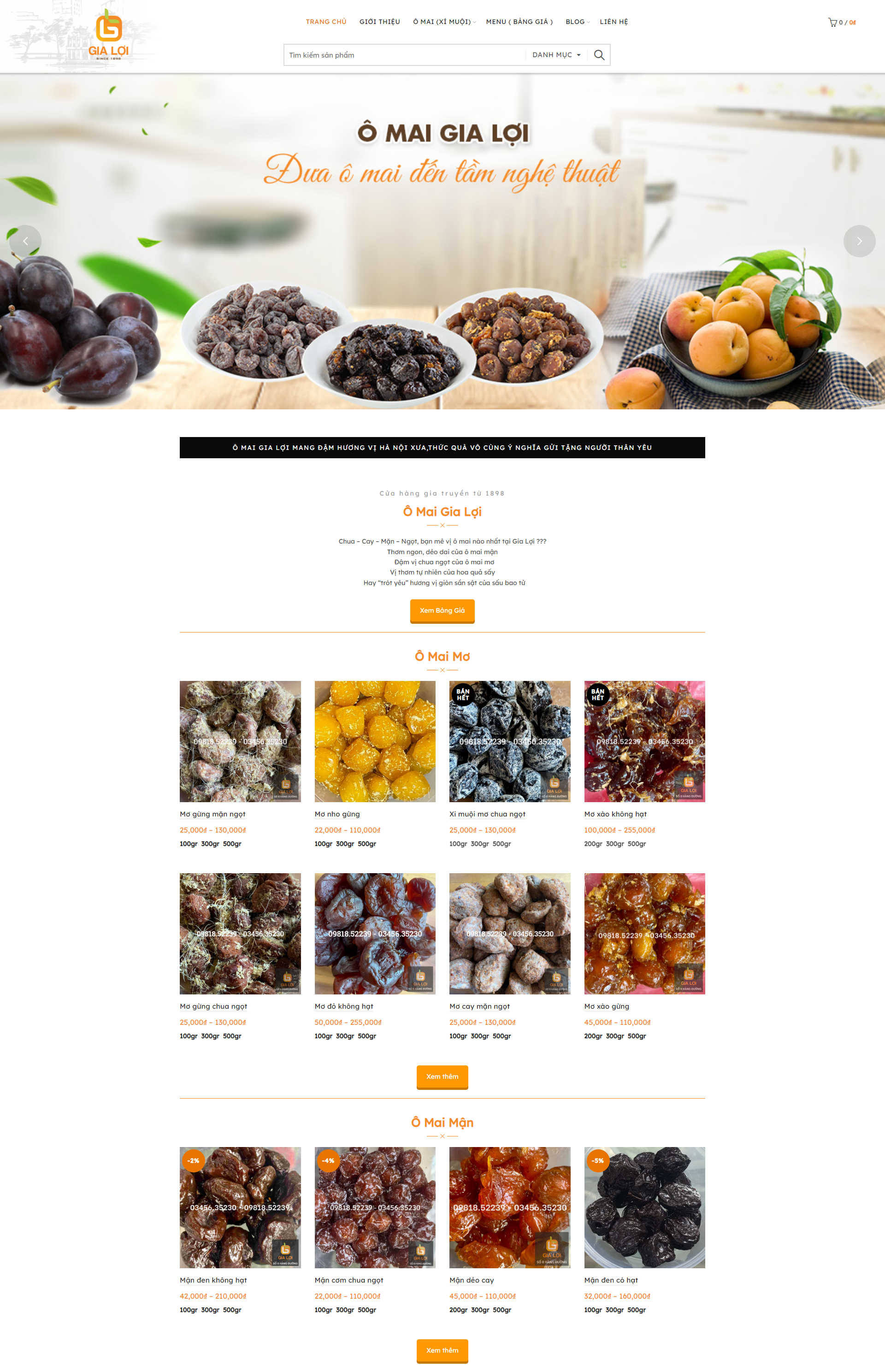 Mẫu thiết kế website bán ô mai